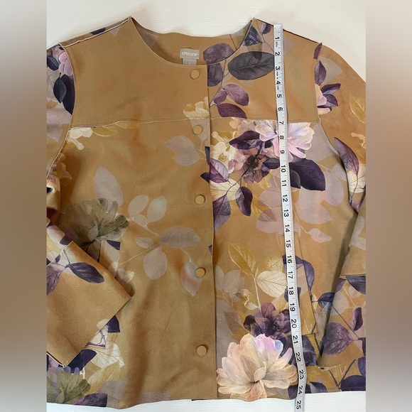 Chico’s Scuba Floral Print Faux Suede Jacket Size 3 US 16-18 - Picture 3 of 7